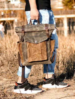 Lienzo mochila de los hombres al aire libre de ocio sencillo, práctico y de gran capacidad de montañismo bolsa mochila de los hombres bolsa de viaje