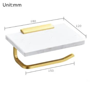 Luz de lujo de oro de mármol de papel higiénico titular de aluminio con soporte de papel higiénico papel higiénico titular de teléfono móvil titular de papel higiénico