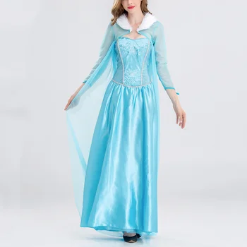 Anna Elsa Vestido para las Mujeres Traje de Cosplay de la Princesa de Adultos Vestidos de Fiesta de Navidad Vestidos Elegantes Largos Vestidos de las Mujeres con la Capa