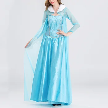 Anna Elsa Vestido para las Mujeres Traje de Cosplay de la Princesa de Adultos Vestidos de Fiesta de Navidad Vestidos Elegantes Largos Vestidos de las Mujeres con la Capa