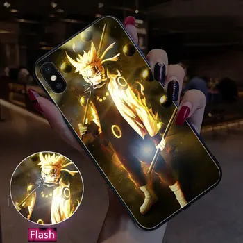 De lujo Smart Flash Luminoso de Cristal Templado Cubierta del Teléfono Para el iPhone 11 Pro max 7 8 Plus X XS Max XR Sonido de la Luz de Control de la caja del Teléfono