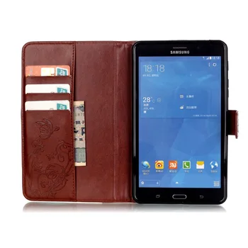 Nueva tabla de caso de libro de estilo flip de Cuero de la PU caso de la cubierta para Samsung Galaxy Tab 4 7.0 SM-T230 SM-T231 T235 con la ranura para tarjeta de mayoreo