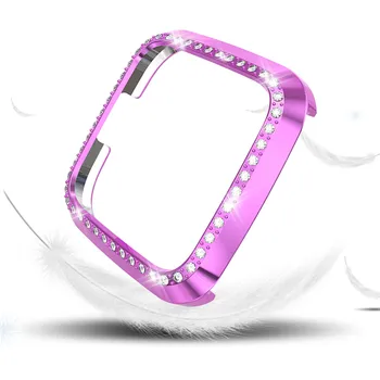 De lujo Galvanizado PC Diamante Hueco-hacia Fuera la caja del Reloj de Cubierta Para Fitbit Versa/Versa Lite caja del Reloj de Proteger Shell Accesorios