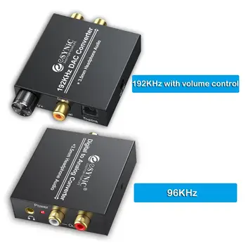 ESYNiC 192 khz 96 khz S/PDIF Conversor DAC Coaxial Digital Toslink a Analógica RCA R/L de Auriculares de 3,5 mm Audio Converter