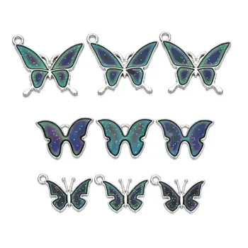 10pcs Control de la Temperatura de Cambio de Color de la Mariposa Encantos Colgante Para las Mujeres, las Niñas DIY del Collar de los Pendientes de la Joyería de los Accesorios