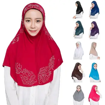 Una Pieza Amira De Las Mujeres De Diamantes De Imitación Hijab Musulmán Pañuelo En La Cabeza Envoltura Islámica Chal Cubrir Árabe Para Envolver La Cabeza De Ninja Niquabs Turbante Headwear
