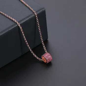 Naranja rosa Romántica Princesa y con incrustaciones de joyas, cilíndrico, collar de diamantes, simple y elegante retro hembra de joyería de la marca