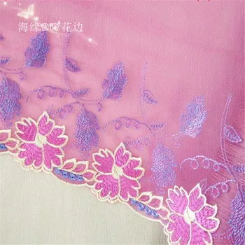 5Yards Rosa Exquisita Arco de Malla de encaje bordado de la falda de recorte hecho a mano de bricolaje del hogar de tela de accesorios de la ropa de 20CM LR0017