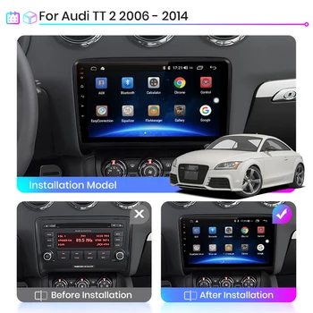 2 Din con pantalla de 9 pulgadas Android 10 RDS DSP de Radio de Coche Multimedia Reproductor de Vídeo WIFI de Navegación GPS para Audi TT 8J 2 2006 -