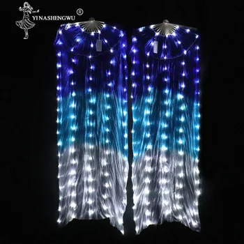 La Danza del vientre Ventilador de LED Accesorios de LED de Luz de la Seda Fans Brillante Mujer de Luz LED 1 par de Danza del Vientre Velo Rendimiento Puntales Con Batería