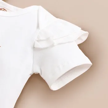 Verano caliente recién nacido conjunto de bebé de niña de diadema bebé trajes de Volantes Carta de Impresión Body Mameluco+de Punto pantalones Cortos Trajes de vestiti bambino t5