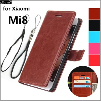 El caso de Xiaomi Mi 8 Pro de la pu de cuero flip case titular de la tarjeta de caso de la cubierta para Xiaomi Mi 8 Lite Mi8 Explorar caso de cartera de negocios de la vendimia