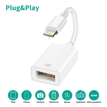 Adaptador USB de Actualización de 500mAh Macho A Hembra Cable de OTG Para iPhone iPad iOS 9 a 13 Con Micrófono Teclado Dispositivo de Audio de la Interfaz