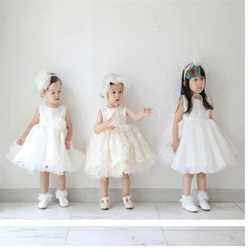 Las niñas de Tul de Vestido de Bebé Bautizo Bautismo de 1er Cumpleaños de la Princesa Bebé, Vestidos de Niña Para Fiesta Y Boda de la Princesa de Encaje Vestido de Bola