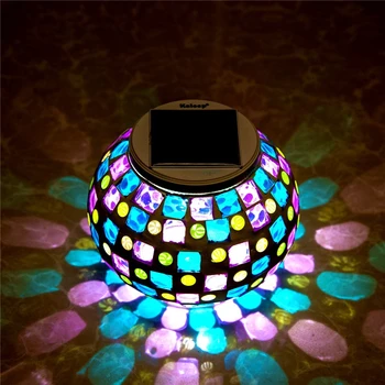 Solar del césped de la luz de mosaico de vidrio de bola de luces de jardín al aire libre impermeable de la lámpara de decoración de regalo