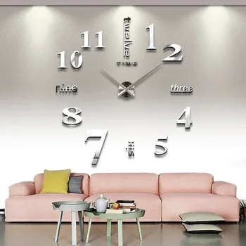 2019 Nueva decoración del Hogar espejo grande reloj de pared de diseño moderno 3D DIY gran decorativos, relojes de pared reloj de pared Regalo único