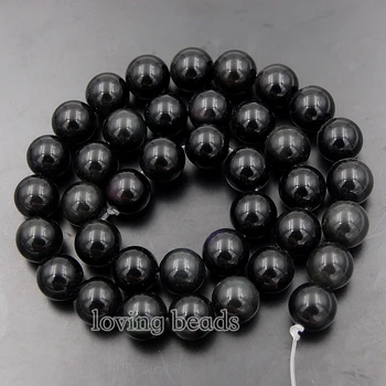 5Strands/Pack 4mm 6mm 8mm Naturales de Obsidiana Negra Gemas Piedras Redondas Espaciador Suelta Perlas de 15.5