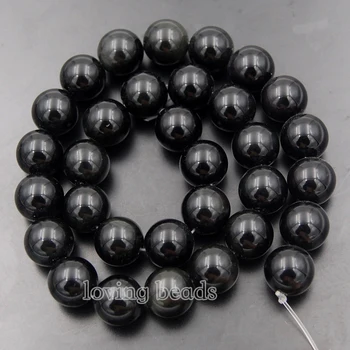 5Strands/Pack 4mm 6mm 8mm Naturales de Obsidiana Negra Gemas Piedras Redondas Espaciador Suelta Perlas de 15.5