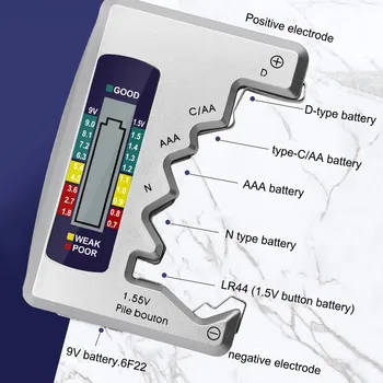 Probador de la batería nº 5 Nº 7 Botón de la Batería de 9V Voltaje de la Batería del Medidor Compacto Y Adecuado Para el Carbono de Zinc de Pilas Alcalinas