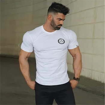 2017 Verano Nuevos hombres de los Gimnasios de moda Casual T-shirt Hombres de la Marca Apretado camisetas de los Hombres de Verano de culturismo de Manga Corta de Algodón T-shirt