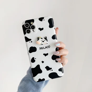 3D de dibujos animados de la leche de vaca de la caja del teléfono Para el iphone 11 11Pro Max X XR XS XS Max para el iphone 7 8 Plus Mate de silicona TPU caso de la capa