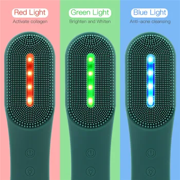 CkeyiN Sonic Cepillo de Limpieza Facial Masajeador de 3 Colores LED Fotón Vibración de Limpieza Profunda, Exfoliación Recargable Cara Brush50