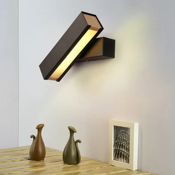 Moderno LED Lámpara de Pared, negro, blanco 10W Giratorio Pasillo de las escaleras de Apliques de pared de la lámpara de la sala de estar del dormitorio de la mesita de luz de pared de los accesorios