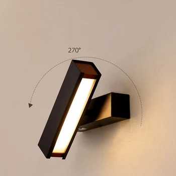 Moderno LED Lámpara de Pared, negro, blanco 10W Giratorio Pasillo de las escaleras de Apliques de pared de la lámpara de la sala de estar del dormitorio de la mesita de luz de pared de los accesorios