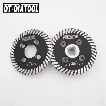 DT-DIATOOL 1pc 75mm Prensado en Caliente Mini Turbo Cuchilla de Diamante Con Extraíble M14 o 5/8-11 Brida y 1pc 75mm Cuchilla de Grabado de Piedra