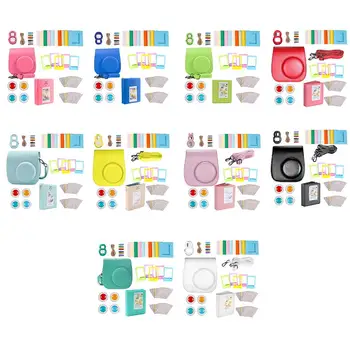 9 en 1 Para Instax Mini 9 Mini 8 Cámara Transparente de Protección Completo Caso de la Bolsa de Selfie Lente+de Color Filtros+Álbum de Accesorios para la Cámara