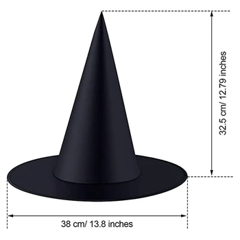 Halloween Bruja Sombrero de Bruja Disfraz de Accesorios para Halloween, Fiesta de Navidad, Negro (12 Piezas)