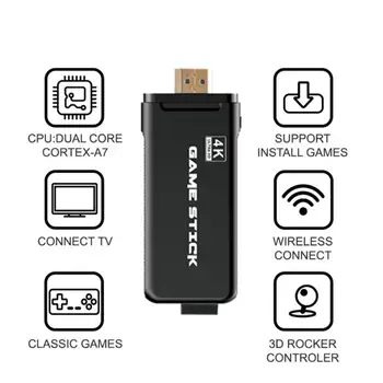 4K Juegos Inalámbrico USB de la Consola 10000 Palo de Juego Clásico Juego de Video de la Consola de 8 Bits Mini Retro de Salida del Controlador Dual Jugador