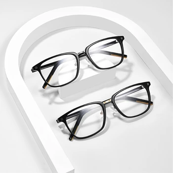 Clásico Suqare Óptica Gafas de Marco para los Hombres las Mujeres de la Miopía de la Prescripción de Gafas Hechas a Mano Retro de Acetato Negro Gafas de Lectura