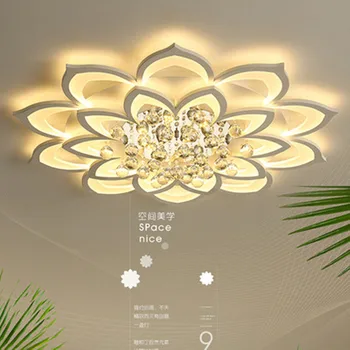 Brillo led techo lámpara de araña de cristal de lujo de lotus para la sala de estar/comedor cocina dormitorio de la lámpara art decó de los accesorios de iluminación