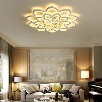Brillo led techo lámpara de araña de cristal de lujo de lotus para la sala de estar/comedor cocina dormitorio de la lámpara art decó de los accesorios de iluminación