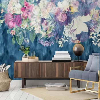 Personalizados en 3D papel pintado Retro Abstracto Flores Foto Murales Sala de estar Dormitorio Auto-Adhesivo Impermeable Arte fondo de pantalla Pegatinas