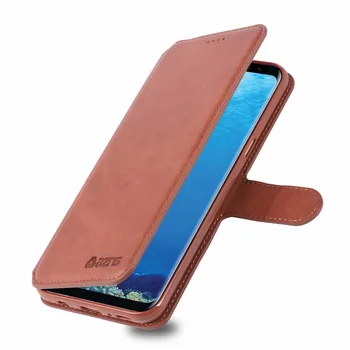 AZNS de la Vendimia Genuina de Cuero Flip Case Para Samsung Galaxy S20 S10 S9 S8 Plus Nota 20 10 9 8 Lujo Ranura de la Tarjeta Monedero de la Cubierta del Teléfono
