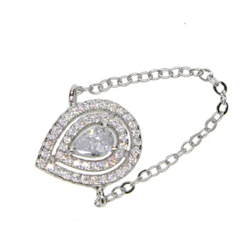 AAA cubic zirconia ahorradores de bling de gota de lágrima cubic zirconia anillo de la cadena simple de la joyería de la moda