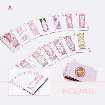 2 Estilo Nuevo Anime Figura de Acción de Card Captor Sakura Cosplay Juego de la Proposición de la Tarjeta de Papel de Cartas Mágicas Mahou Clow 54PCS de Cartas de Poker