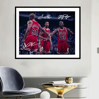 Toros De Los Tres Más Grandes De Michael Jordan, Pippen Rodman Clásico De La Impresión Del Cartel Pintura En Tela, Decoración De Regalo