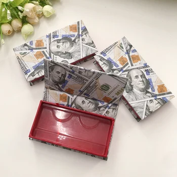 Personalizado de Dinero en Dólares de las Pestañas del Cuadro de 25mm Dramático Visón Pestañas Brillo Paquete de Pestañas Cuadro sin Pestañas