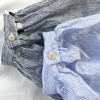 Azul Mediados de-manga Ropa de Mujer O de Cuello Cuervo Impreso Linterna Manga Botón de la Blusa Simple Moda 2020 Primavera Verano de la Camiseta Nueva