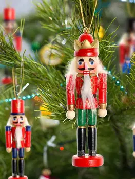 5PCS la Decoración de la Navidad Cascanueces Adorno Conjunto de Madera Cascanueces Figuras Colgando Adornos Para el Árbol de Navidad Decoración