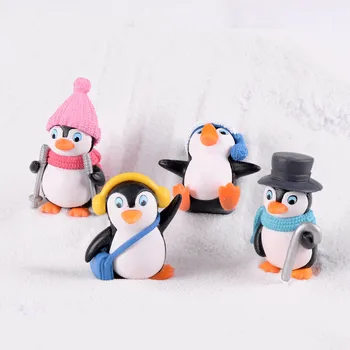4pcs/set de dibujos animados de la Vida de Mar Penguin Muñecas Modelos de Anime Figura Diaria de la Asamblea Adornos DIY Craft Colgante Figma Regalos de Juguetes para los Niños