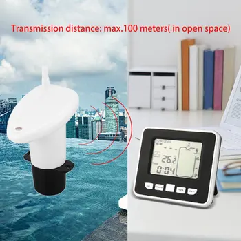 Ultrasonidos de Agua Inalámbricos de Líquido en el Tanque el Nivel de Profundidad del Sensor del Medidor con Pantalla de Temperatura con 3.3 Pulgadas de Pantalla LED