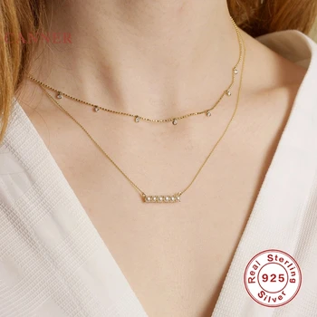 ENVASADOR Real 925 Collar de la Plata Esterlina Para las Mujeres 2020 de la Joyería Simple Encanto de la Perla de la Cadena de Oro de 18 quilates Gargantilla Collares