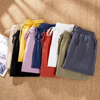Las Mujeres De Primavera Pantalones De Verano De 2020, Nueva Ropa De Cama De Algodón Casual Suelto Alta Cintura Con Elástico Sólido 9 Colores De Pantalones Mujer Pantalones Harem
