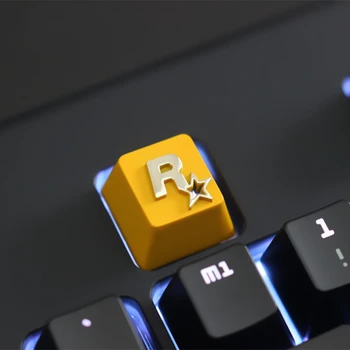 1pc de zinc, chapado en aleación de aluminio con retroiluminación tecla de tapa para una estrella de Rock el Logotipo de los Juegos Mecánicos teclado Estereoscópica alivio keycap R4 Altura