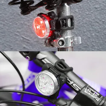 Nuevo USB Recargable Super Brillante Luz de la Bici de Conjunto de 4 el Modo de Luz de Opciones Impermeable para el Frente y la Espalda
