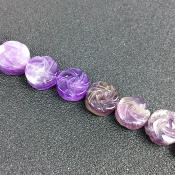 2 piezas de Cristal Natural de Cuarzo Rosa, Amatista Joyería Semi preciosa de Piedra Suelta Perlas de 6*14 mm de Doble cara Tallada Rosa en Forma de Flor